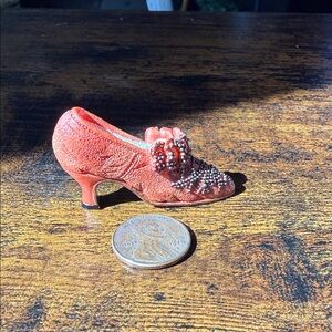 Elegant Red Beaded Women's Shoe